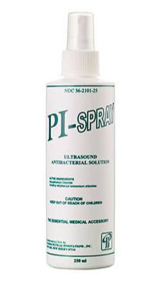 PI-SprayA Ultrasound Disinfectant Detergent 250ml – Ultrasound Disinfectant Detergent cleans and disinfects probes safely. منظف مطهر لجهاز السونار ينظف ويعقم المجسات بسرعة وأمان للاستخدام الطبي.