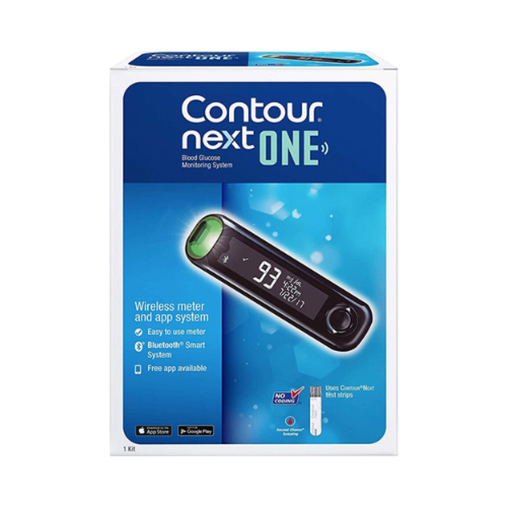 Contour® Next One Blood Glucose Monitor – جهاز قياس السكر كونتور نكست وان بدقة عالية واتصال بلوتوث ذكي لمتابعة مستوى السكر يوميًا.