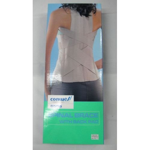 Conwell Spinal Brace with Back Pad – Spinal Brace with Back Pad offers firm back support and comfort for posture correction. دعامة ظهر مع وسادة دعم من كونول لتوفير الثبات والراحة أثناء تصحيح وضع العمود الفقري والتعافي.